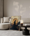 Serene samurai and mountain wall art for living room decor