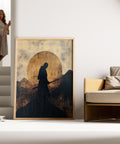 Minimalist Japanese wall art featuring a samurai silhouette