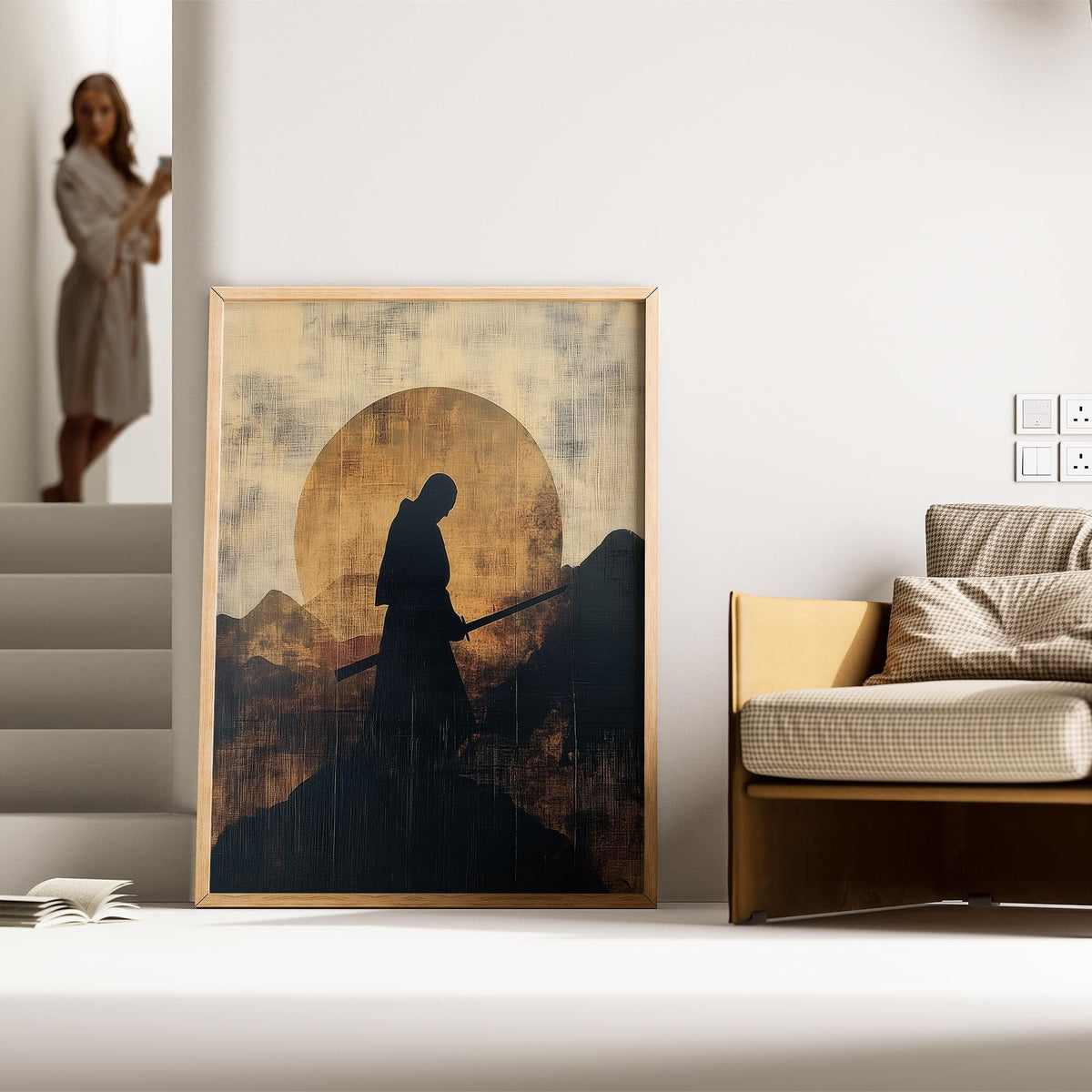 Expressive Japanese art for sale featuring a sunset landscape