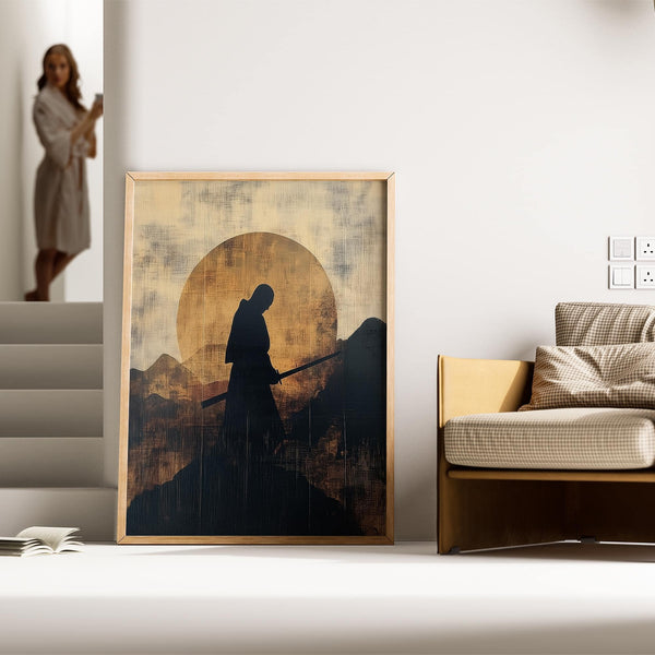 Expressive Japanese art for sale featuring a sunset landscape