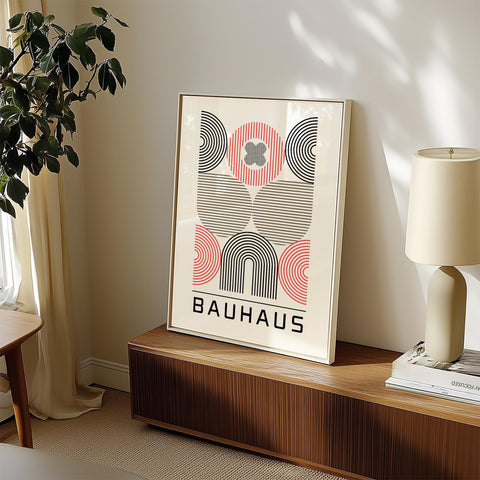 Abstract Bauhaus wall art with geometric shapes