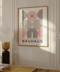 Bauhaus geometric poster with concentric circles and arches