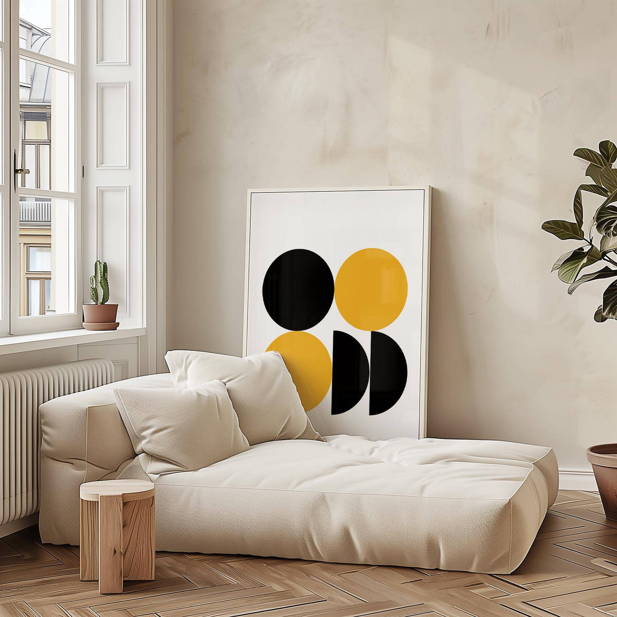 High-contrast geometric posters in bold graphic design