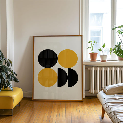 Contemporary black and yellow wall art poster