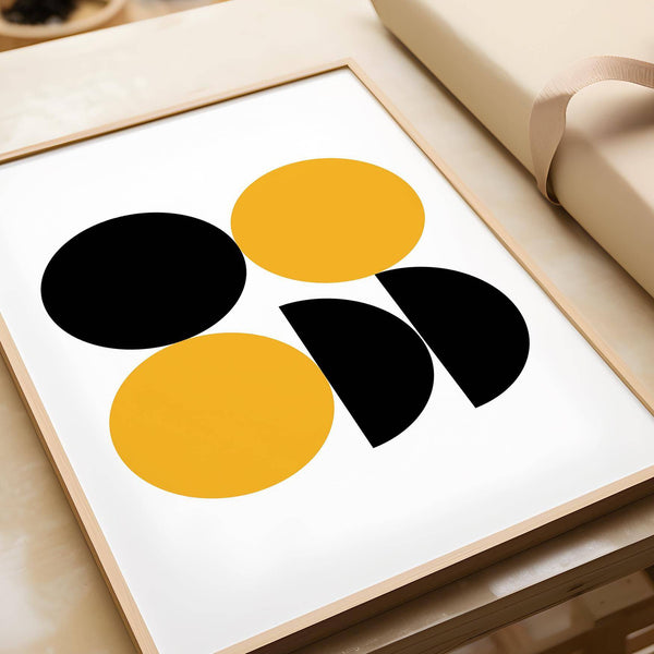 Yellow circle detail from abstract geometric posters design