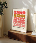 Coral and ochre geometric poster for home decor