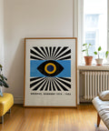 Blue and black geometric eye print for wall decor