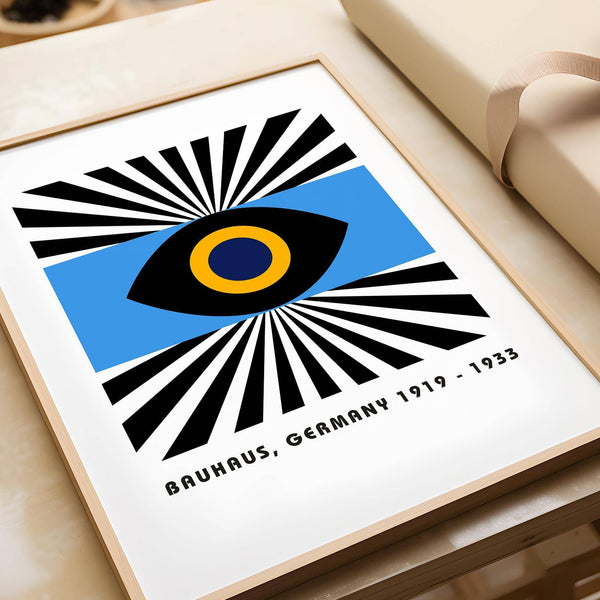 Close-up of bold eye shape in modern art geometric composition