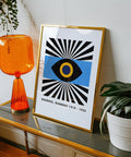 Bold geometric eye wall print in Bauhaus design