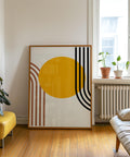 Yellow abstract circle modern decor print for walls