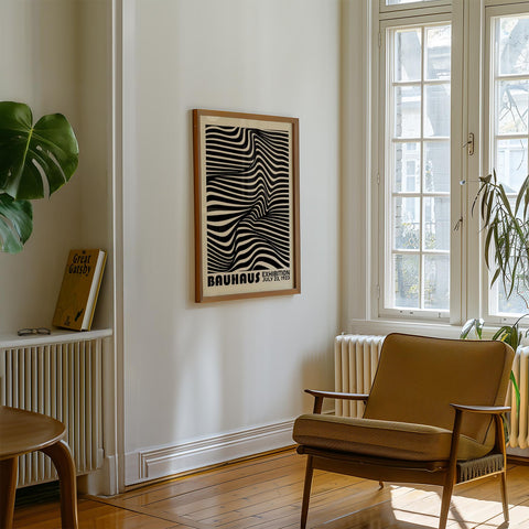 Vintage-inspired striped art print for living room