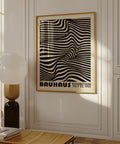 Striped Bauhaus wall art print in black and white