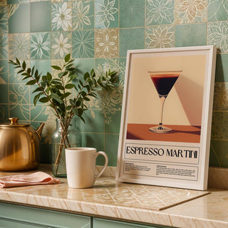 Vintage cocktail posters showcasing a stylish drink recipe