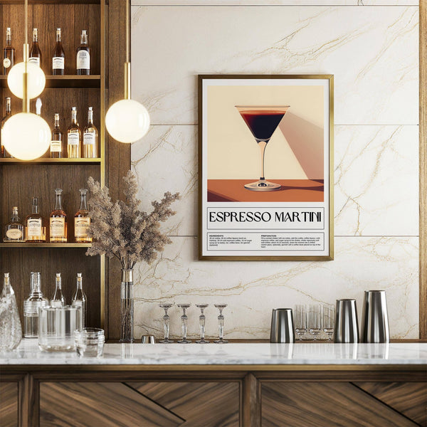 Espresso Martini vintage cocktail posters with stylish design