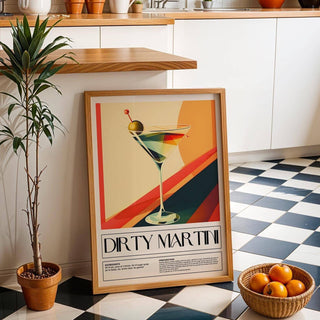 Dirty Martini cocktail prints for wall for kitchen decor