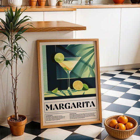 Margarita cocktail recipe wall art