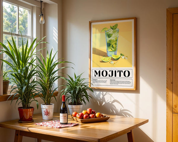 Colourful mojito wall art suitable for lively bar decor for home