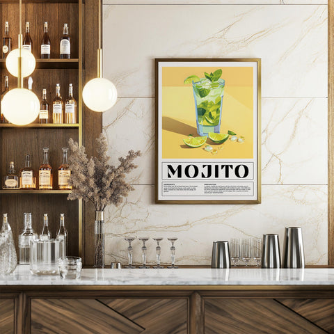 Bold Mojito cocktail poster for home bar