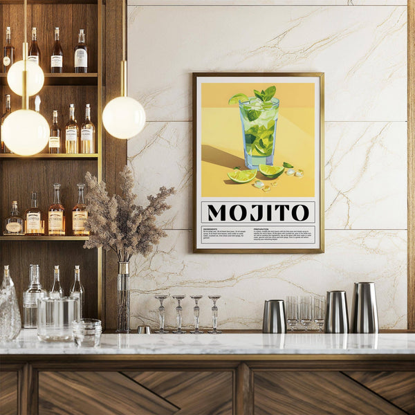 Refreshing drink print used as mojito-themed bar decor for home spaces