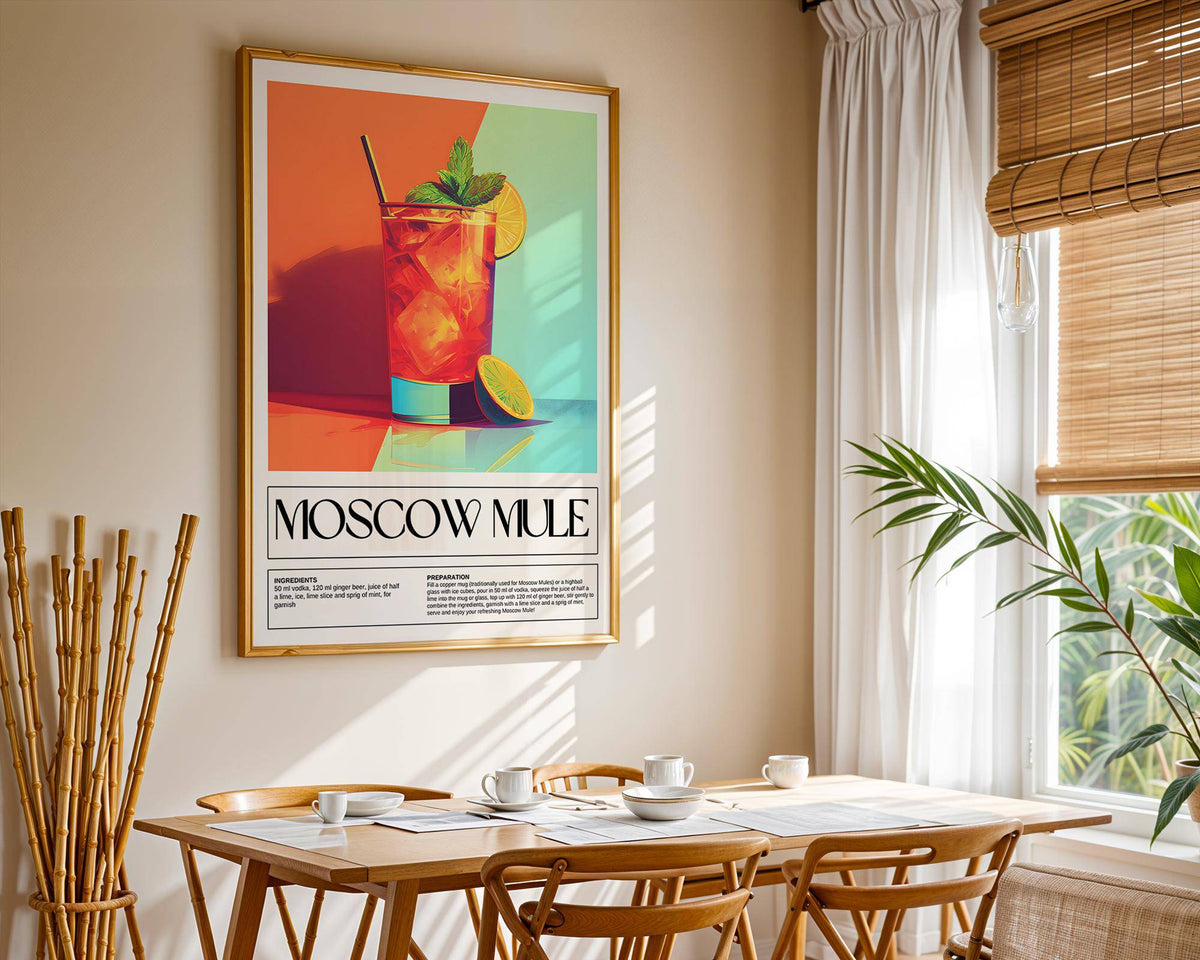 Recipe-based bar art print designed as home bar decorations