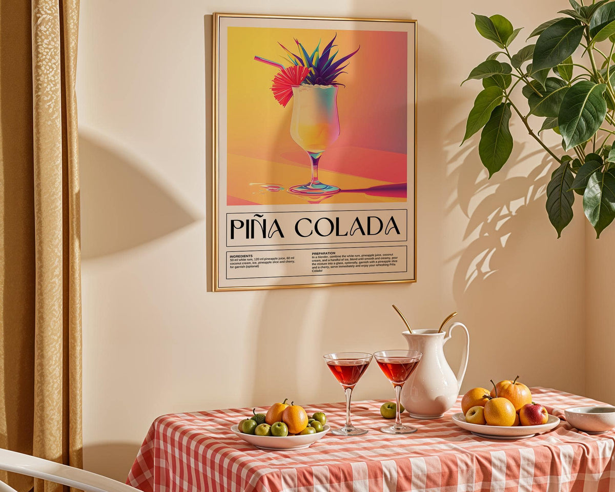 Stylish cocktail poster used as beach-inspired drink wall art