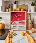 Vibrant vodka cranberry drink art for bar cart