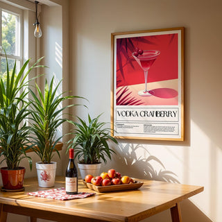 Bold and playful cocktail art for wall-mounted home bar print