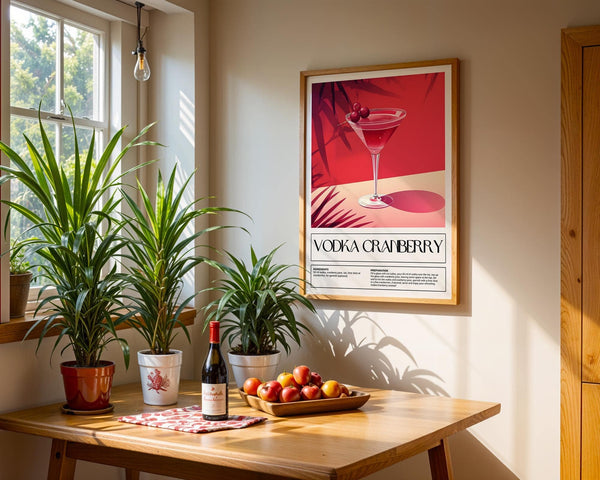 Bold and playful cocktail art for wall-mounted home bar print