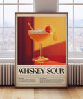 Bright Whiskey Sour cocktail poster for kitchen and bar cart decor