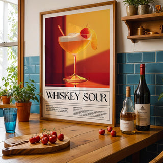 Modern bourbon drink poster as stylish wall art for bar area