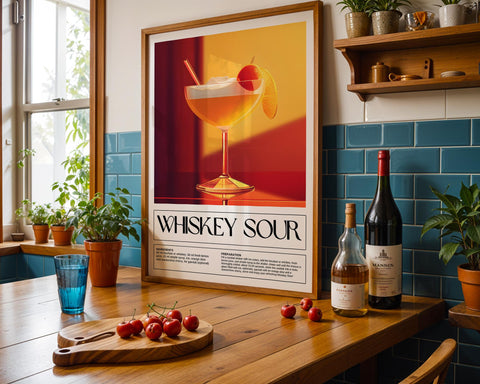 Whiskey Sour recipe wall art for trendy homes