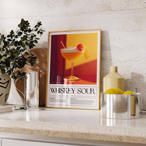 Bold Whiskey Sour cocktail drink poster