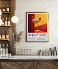 Vibrant Whiskey Sour drink art for bar cart