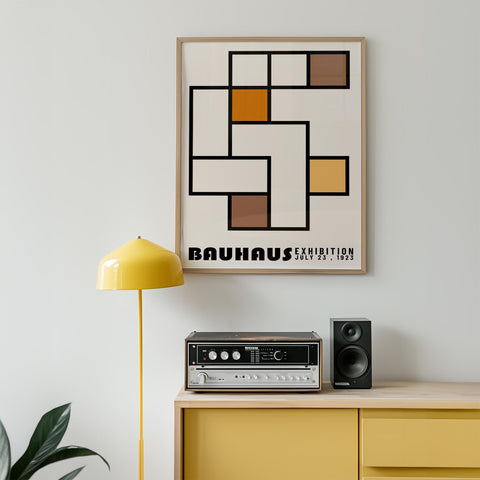 Geometric Bauhaus print with minimalist design.