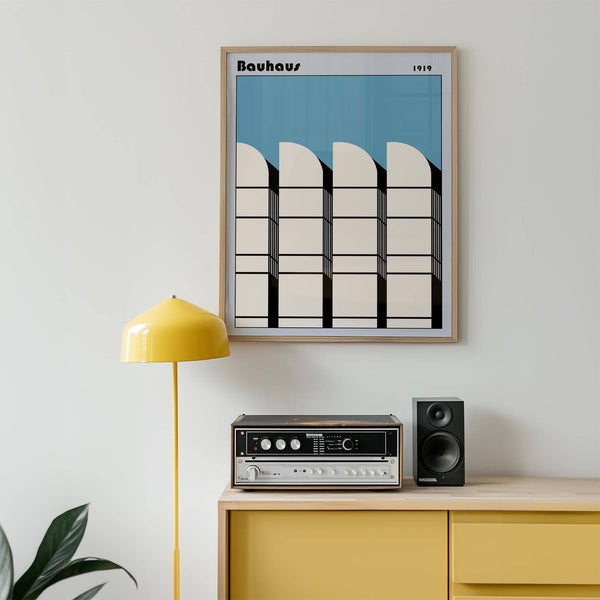 Modern Bauhaus architecture art poster for minimalist spaces