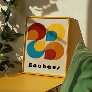 Balanced circle design in striking Bauhaus geometric prints