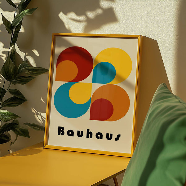 Balanced circle design in striking Bauhaus geometric prints