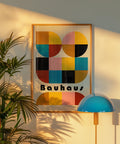 Colourful Bauhaus geometric poster for living room decor.