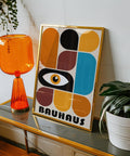 Retro geometric Bauhaus art print in vibrant colours.