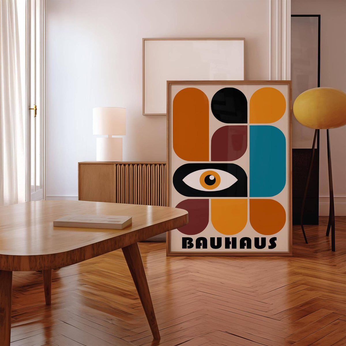 Graphic geometric shapes wall art printed on matte paper
