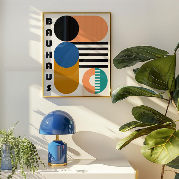 Geometric Bauhaus wall art with sleek and structured lines