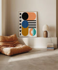 Retro Bauhaus geometric wall art with colourful shapes