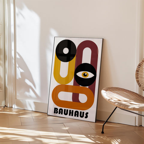 Bold geometric Bauhaus art print for home or office