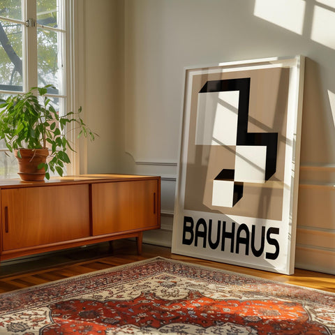 Geometric Bauhaus-inspired print for modern interiors