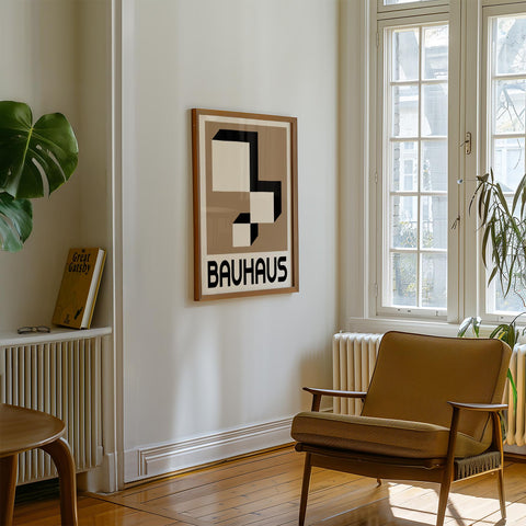 Timeless black and white Bauhaus print for decor