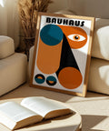 Retro geometric Bauhaus wall art with vibrant colours