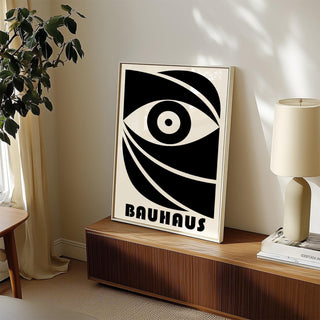Black eye poster with structured geometric shapes