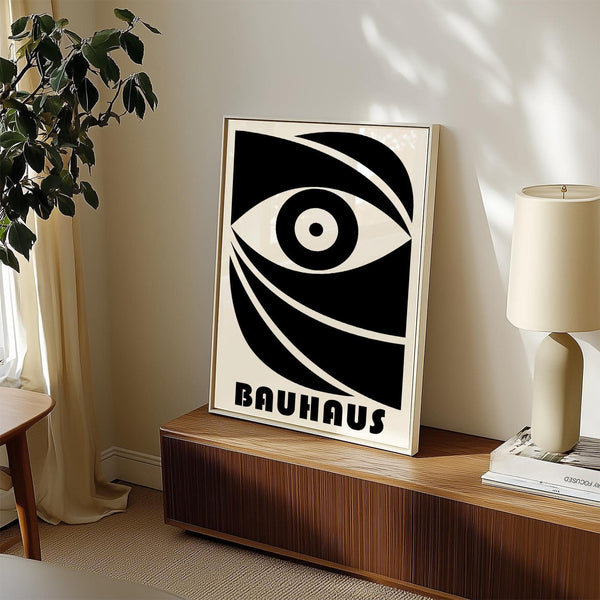 Black eye poster with structured geometric shapes