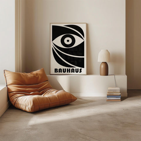 German Bauhaus design with bold geometric black and white shapes