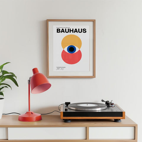 Minimalist Bauhaus geometric art print with vibrant colours